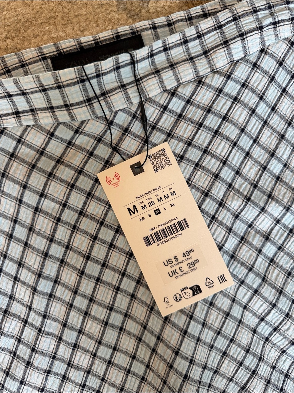 Zara Light Blue Plaid A-Line Skirt - Picture 2 of 4